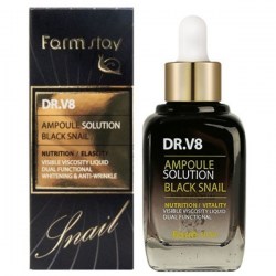Купить ампульную сыворотку для лица FarmStay DR.V8 Ampoule Solution Black Snail